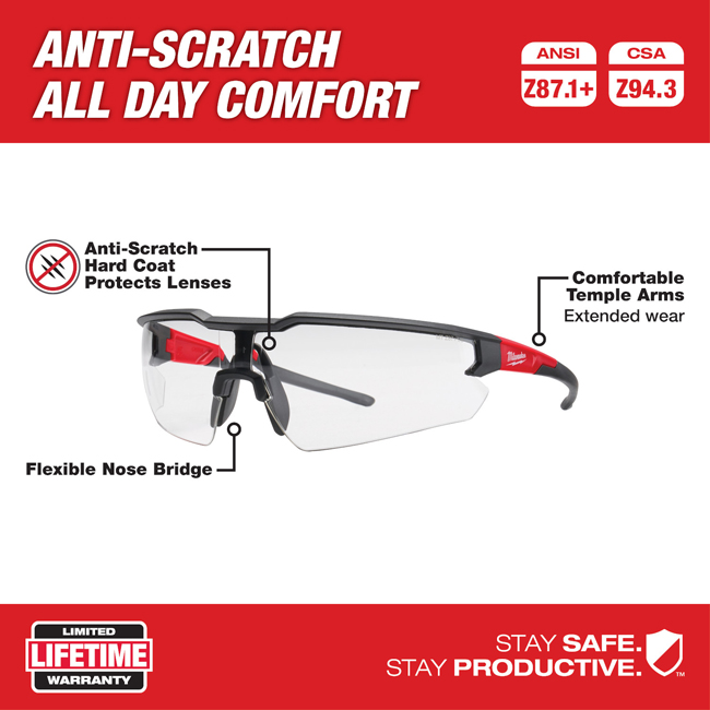 Milwaukee Anti-Scratch Safety Glasses from Columbia Safety